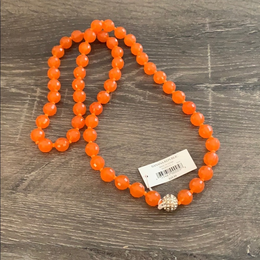 Banana Republic long orange beaded necklace